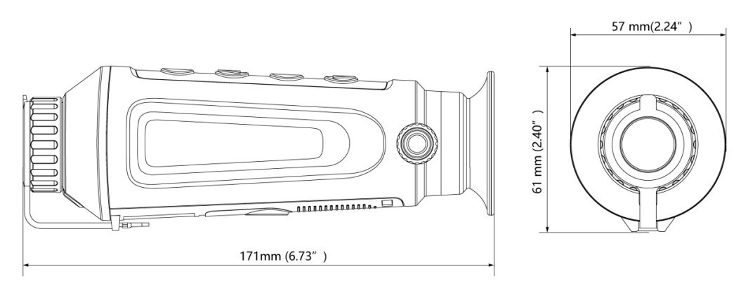 Dimensions des monoculaires thermiques HIKMICRO Lynx PRO LH19 et LH25